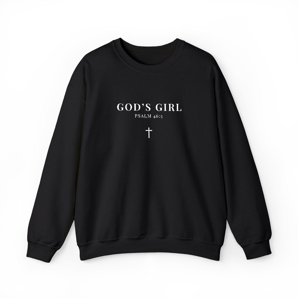 God's Girl Crewneck Sweatshirt — Christian Faith Pullover with Cross