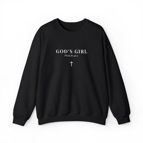 God's Girl Crewneck Sweatshirt — Christian Faith Pullover with Cross