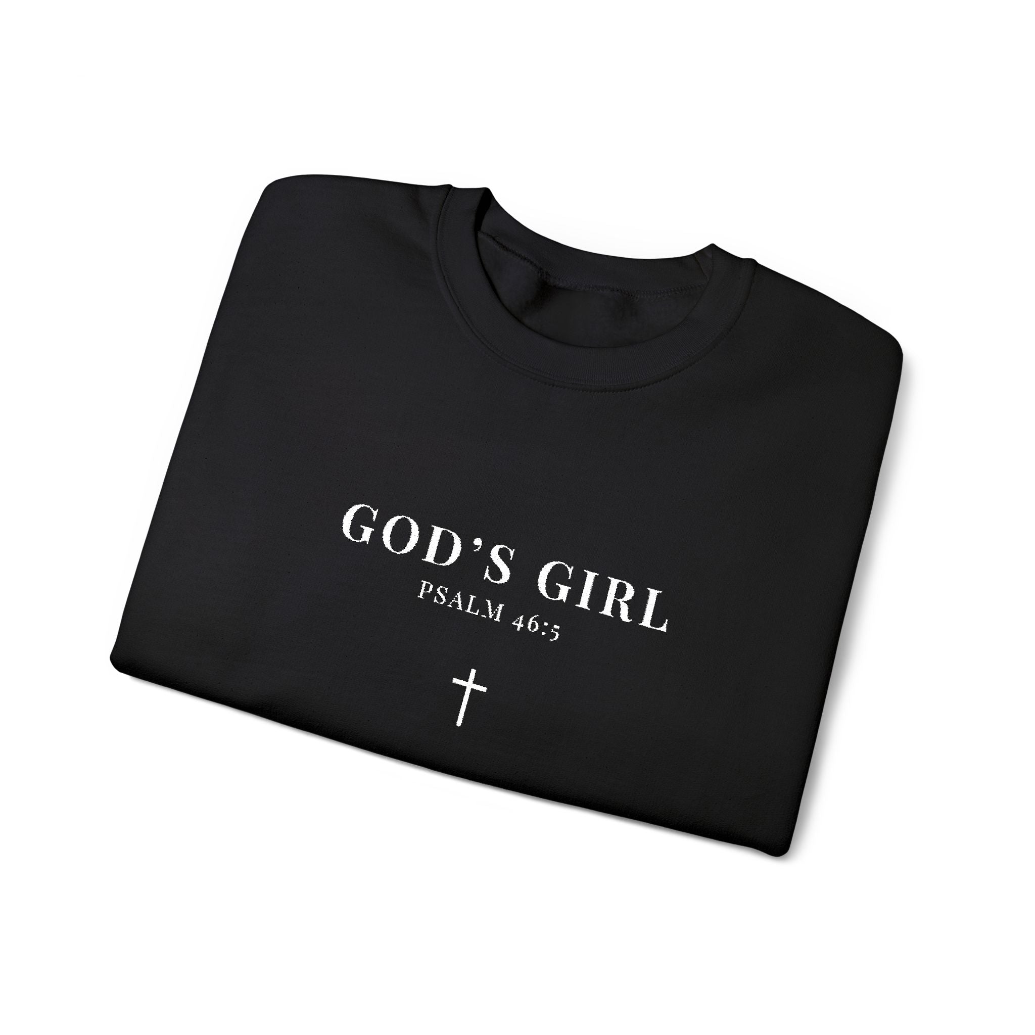 God's Girl Crewneck Sweatshirt — Christian Faith Pullover with Cross